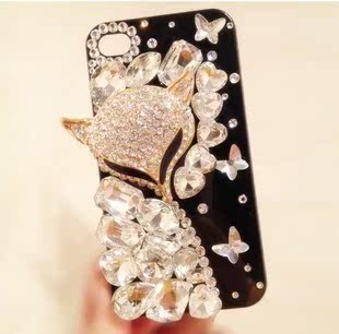  新款 狐狸 满钻 iphone4s 手机贴钻diy饰品合金配件 材料包A304