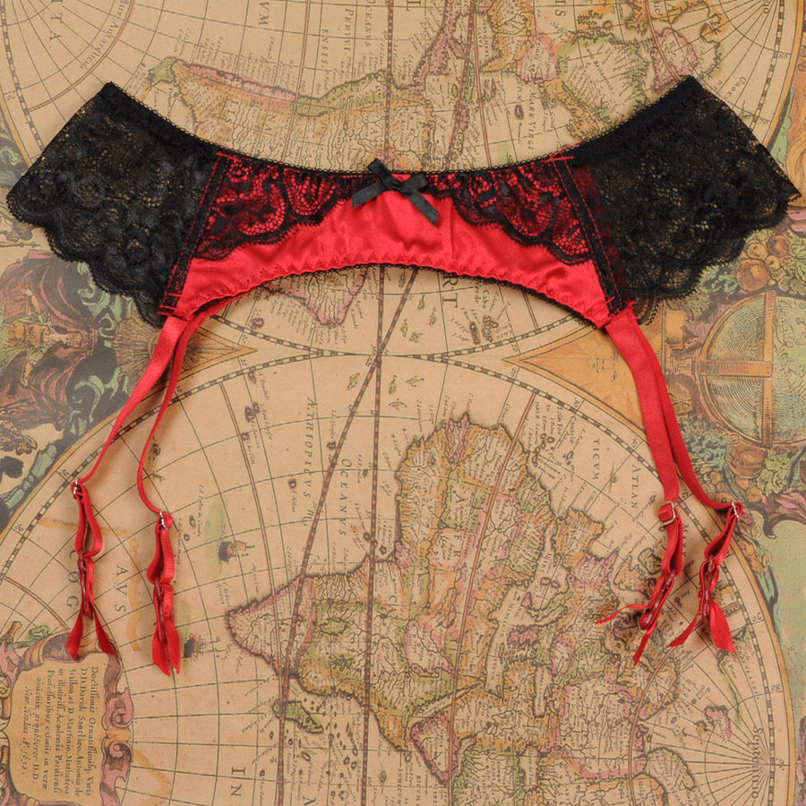 Europe and foreign trade original authentic silky Black Lace sexy charming red stockings garter clips!