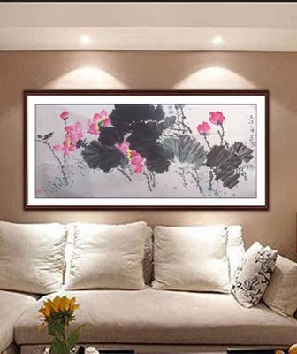 底价国画花鸟画客厅四尺横幅荷花风水画聚宝盆水墨画纯手绘书字画