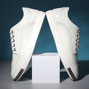 秋季板鞋男士休闲鞋韩版潮鞋真皮布洛克百搭小