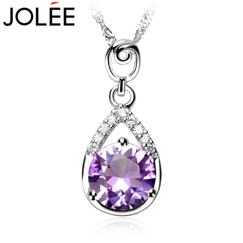 JOLEE 采用巴西纯天然紫水晶吊坠 女 925纯银项链饰品 生日礼物 JOLEE 采用巴西纯天然紫水晶吊坠 女 925纯银项链饰品 生日礼物
