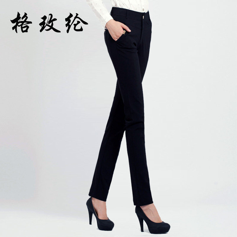 格玫纶2013秋冬新款四面弹力修身显瘦小直筒女裤休闲长裤大码韩版