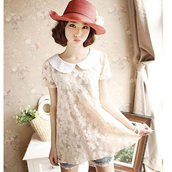 蕾丝娃娃领女士打底...