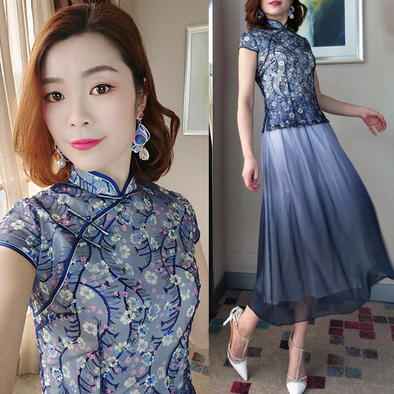 2019 Tang Ya Court suit cheongsam Dress False two Chinese style 1981 Improvement middle age Mom outfit have more cash than can be accounted forin the Women's clothing/Boutique , Wedding/Cheongsam/Formal dress , Cheongsam category - from Buy2taobao.com to provide professional Taobao agent buy service