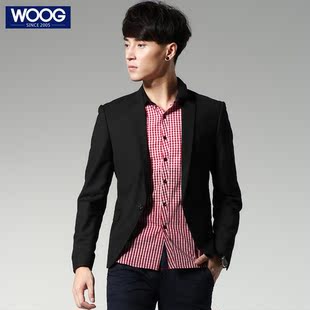  WOOG韩版男装春装便西服 男士黑色单西 修身英伦潮休闲小西装