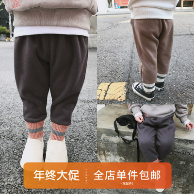 源源家 男童运动裤加绒儿童裤子加绒加厚摇粒绒秋冬款宝宝休闲裤
