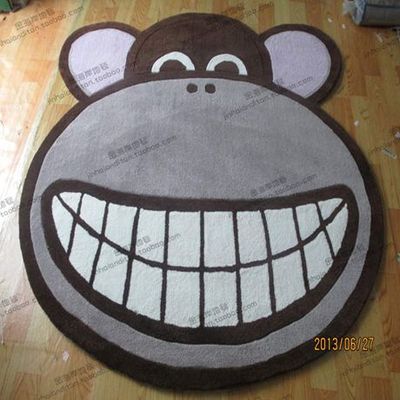 标题优化:卡通大嘴猴儿童地毯圆形电脑椅地毯客厅卧室玄关地毯手工腈纶地毯