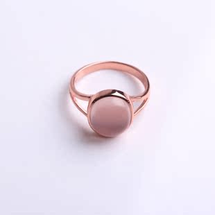  正品天然水晶粉晶戒指指环玫瑰金镶嵌韩版饰品女