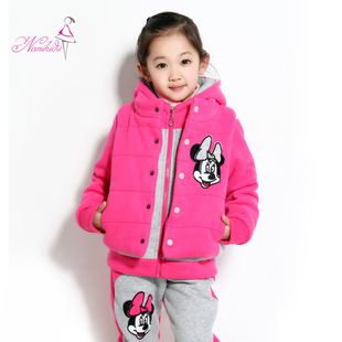  娜伲熊童装冬装新品儿童大卫衣套装女童韩版运动三件套