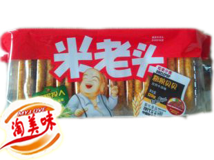  特价 米老头食品 孜然牛排味120g粗粮贝贝 膨化零食品 仙贝 鲜贝