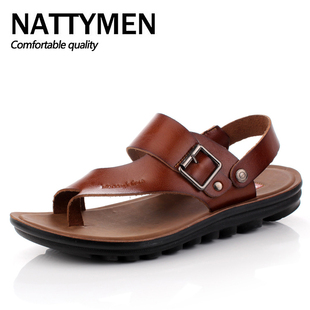  NATTYMEN 男凉鞋男士凉鞋男夏季沙滩鞋男休闲夹趾皮凉鞋 男 潮