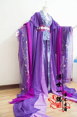 cosplay服装女华丽紫色紫罗兰古装宫装花千骨妖神十三月莺歌cos服