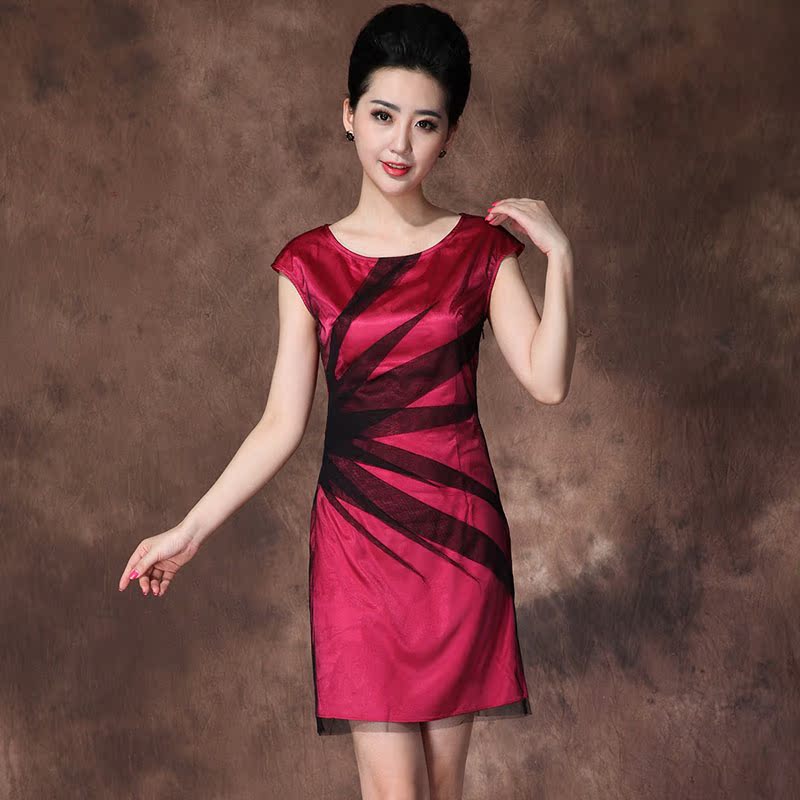 夏装新款喜庆妈妈装晚礼服宴会结婚礼套裙 时尚修身显瘦高端大气 夏装新款喜庆妈妈装晚礼服宴会结婚礼套裙 时尚修身显瘦高端大气