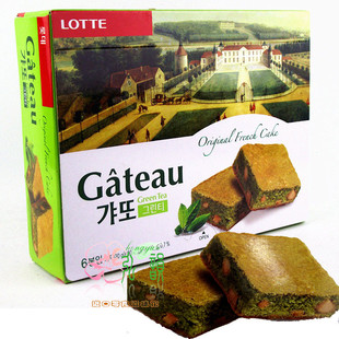 韩国进口零食 乐天LOTTE 红豆粒抹茶蛋糕 120g（200g）6枚入 2459