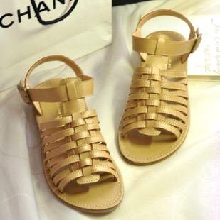  夏季新款 特价 欧美风复古 交叉绑带露趾平跟罗马鞋女鞋凉鞋