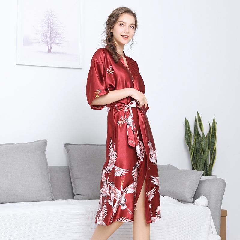 丝绸睡袍性感睡衣真丝女夏新品家居服夏季薄款女士睡裙长款浴袍|ruв категории Нижнее белье, халат/халат - от Buy2taobao.com для оказания профессиональной услуги покупки агента Taobao
