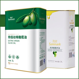  西班牙进口特级初榨橄榄油3L+葡萄籽油3L孕妇专用食用油组合 包邮