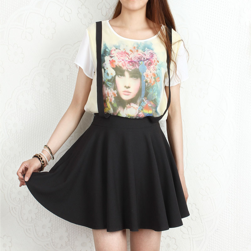 带裙子粗雪纺半身裙...