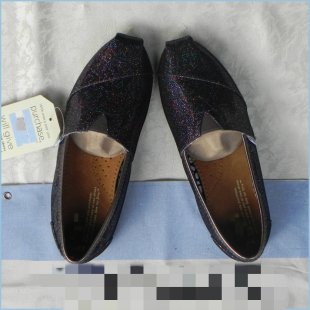  TOMS正品 官网同步款 七彩黑亮片 女款帆布鞋