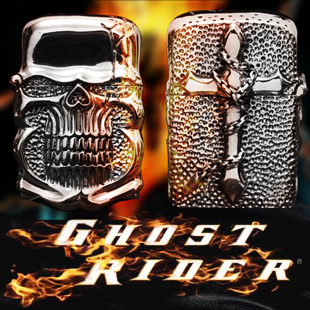  禅堂手工 恶灵骑士骷髅魔域使者正品zippo内胆藏银 包邮