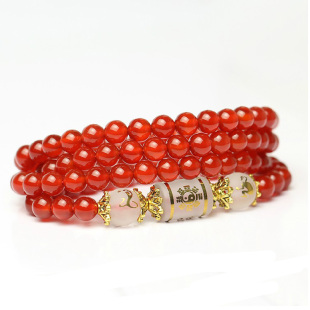  开光蛇年红玛瑙六度六合巳申禅定佛手链属蛇属猴本命年吉祥物
