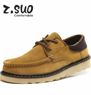  走索新品男士休闲鞋皮鞋真皮流行男鞋鞋子男反绒皮板鞋男6158系带
