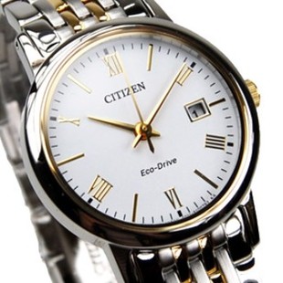  【情人节礼物】CITIZEN西铁城光能蓝宝石间金女手表EW1584-59A