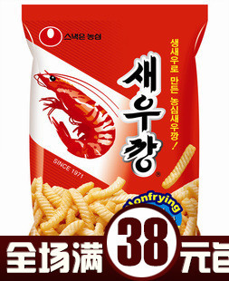  正宗韩国进口 休闲膨化食品 农心特级原味虾条 生鲜虾制成 90g