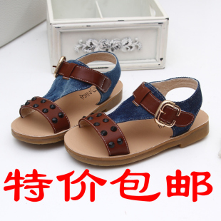 夏季新款儿童凉鞋子铆钉女童鞋中大童凉鞋休闲鞋平跟牛筋底鞋