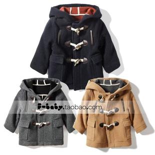  外贸童装 儿童顺毛呢大衣 牛角扣子 男童外套 3-9岁J