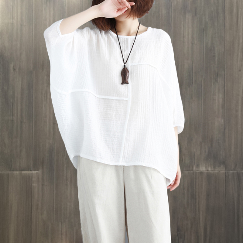 白色大码女装夏装胖mm纯色蝙蝠袖宽松遮肚子显瘦棉麻上衣女t恤衫在类目 女装/女士精品, 大码女装中 - 来自Buy2taobao.com提供专业的淘宝代购服务