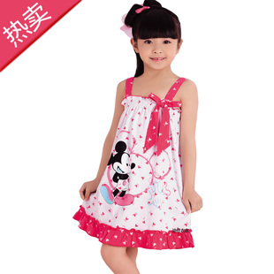  儿童吊带睡裙小孩睡衣儿童睡裙女童睡裙夏季纯棉儿童睡衣女童夏