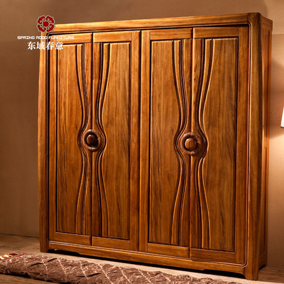 东域春意 高端全实木衣柜 现代中式家具四门衣