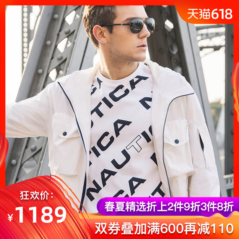 NAUTICA/ Nautica 2019 Spring New products man white leisure time work clothes Hooded zipper coat JC9186in the Men's clothing, Jacket category - from Buy2taobao.com to provide professional Taobao agent buy service
