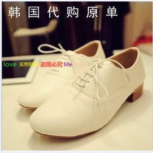  CBOMB 韩国代购女鞋 经典款复古英伦百搭系带小白鞋粗跟牛津单鞋