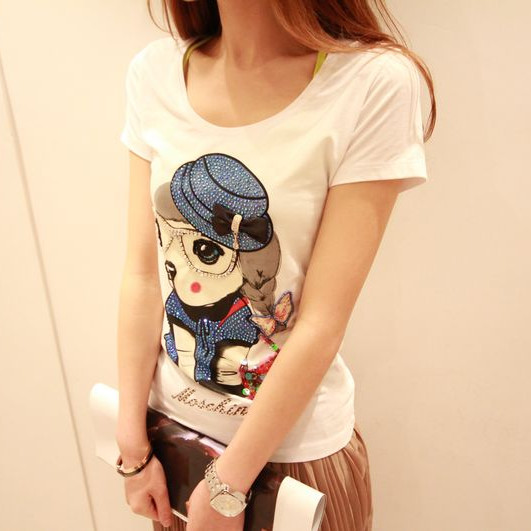 时尚百搭短袖t恤女...