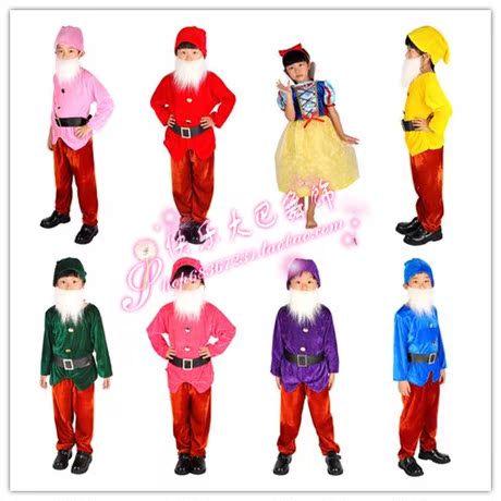 儿童七个小矮人服装 小丑演出服 幼儿园表演服