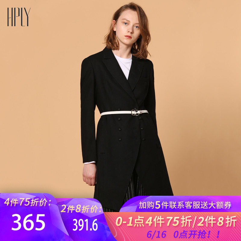 HPLY(荷比俪)2019春新款女装纯色翻领长袖双排扣中长款羊毛大衣|msdalam kategori Butik wanita / wanita, bulu kot - dari Buy2taobao.com untuk memberikan perkhidmatan ejen Taobao profesional membeli
