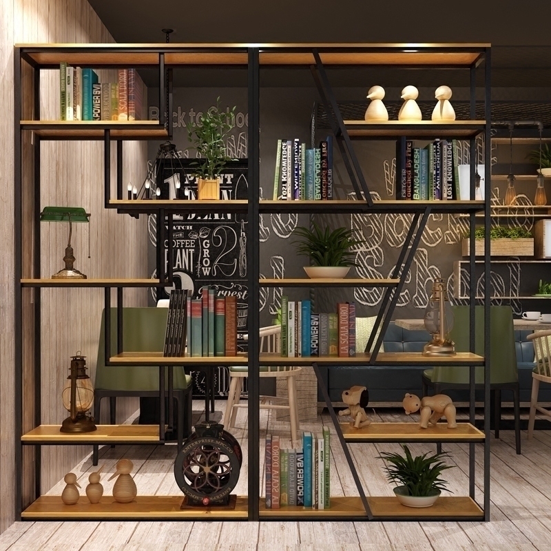 loft美式簡易書架實木隔板落地玄關客廳鐵藝置物架複古工業風隔斷在類目 住宅傢俱, 架類, 擱板/置物架中 - 來自Buy2taobao.com提供專業的淘寶代購服務