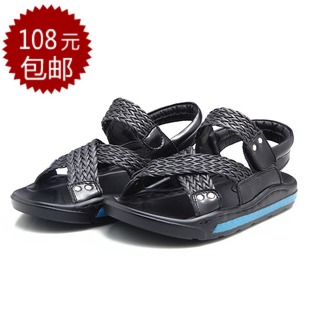  出游必备 奔仔品牌童鞋 夏季新款男童皮革拼接凉鞋 中大儿童