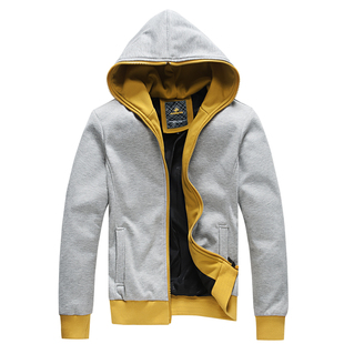  春季新品 男士连帽卫衣男款拼色连帽开衫卫衣男 D75