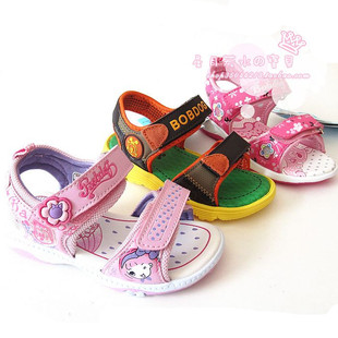  夏 巴布豆BOBDOG正品宝宝男童女童儿童运动沙滩凉鞋中童鞋