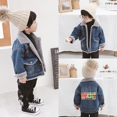 男童女童牛仔外套儿童秋冬加绒外衣新款韩版潮衣宝宝夹克上衣洋气
