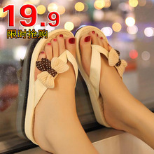 Comfortable summer new Korean bow flat shoes casual thong flip-flops Sweet beauty sandals shoes