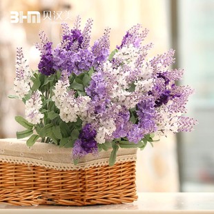  贝汉美家饰 仿真花 装饰花 绢花 田园普罗旺斯 10头熏衣草 三色选