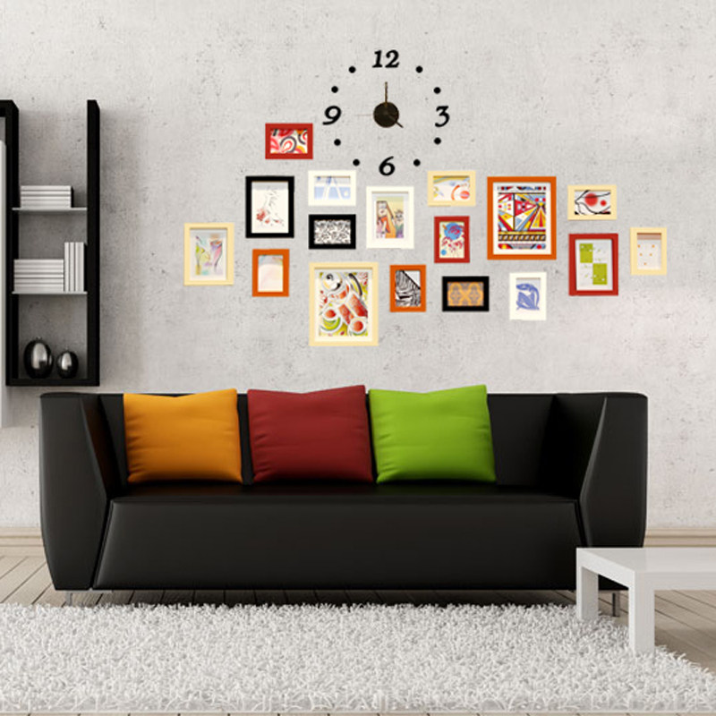 红丽 实木<em>照片墙</em> 大<em>尺寸</em>适合生活照的相框墙 钟