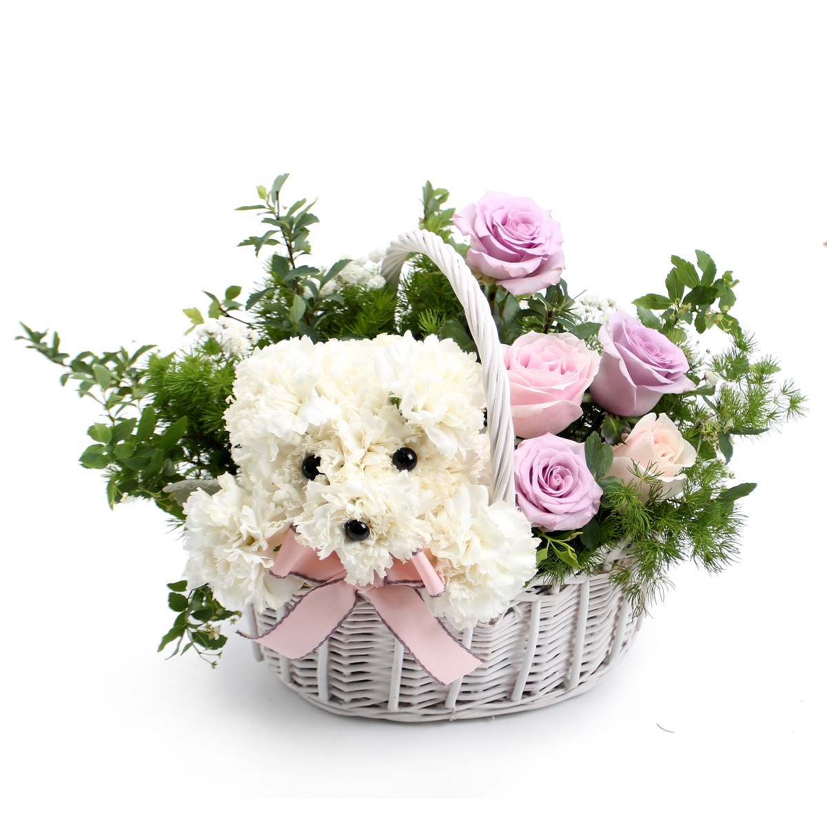 狗年旺旺旺|上海鲜花速递韩式花篮康乃馨创意生日礼物小奶狗闺蜜|msdalam kategori penghantaran bunga/bunga simulasi/tumbuhan berkebun, penghantaran bunga (bandar) - dari Buy2taobao.com untuk memberikan perkhidmatan ejen Taobao profesional membeli