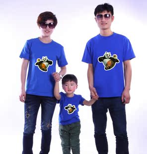  童装功夫熊猫全家福短袖T亲子装一家三口夏装家庭装父子装父女装