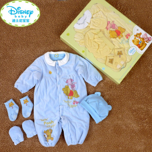  丽婴房专柜正品disney冬款婴儿礼盒宝宝内衣套装加厚连体衣服纯棉