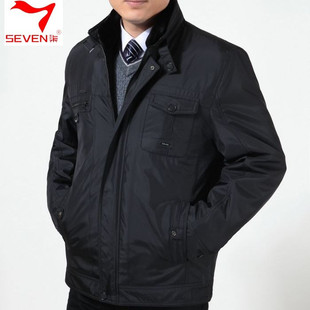  男士棉衣正品柒牌可脱内胆 立领中年男装秋冬装外套棉服
